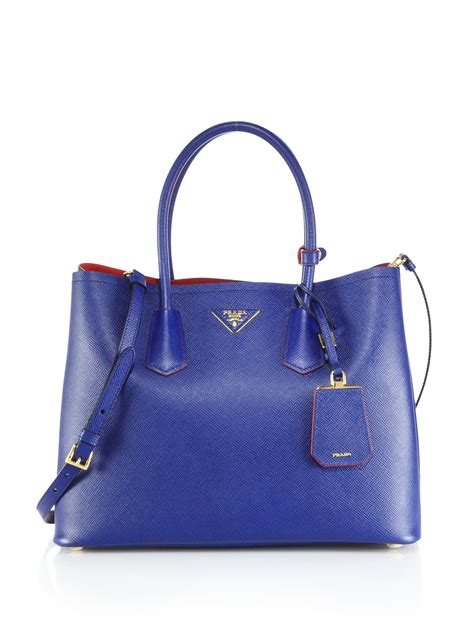 Prada Saffiano Cuir Double Bag, Blue (Bluette) 